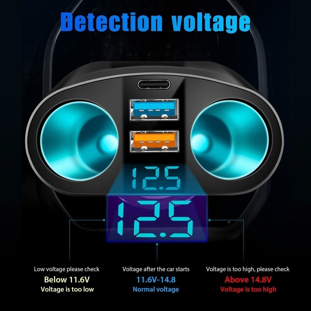 Car Battery Meter Digital Display Voltmeter Voltage Gauge Cigarette Socket 3