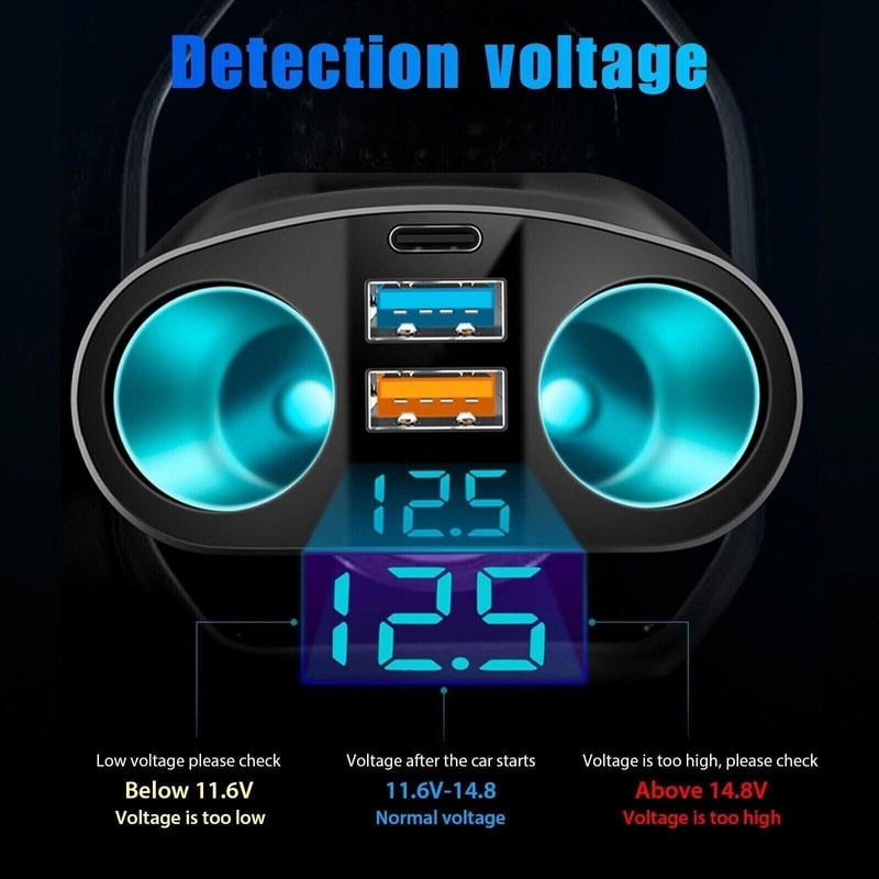 Car Battery Meter Digital Display Voltmeter Voltage Gauge Cigarette Socket 3