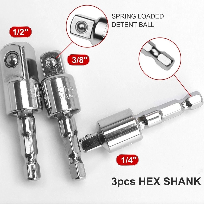 Hex Shank Socket Adapter Set For Impact Driver Drill 4