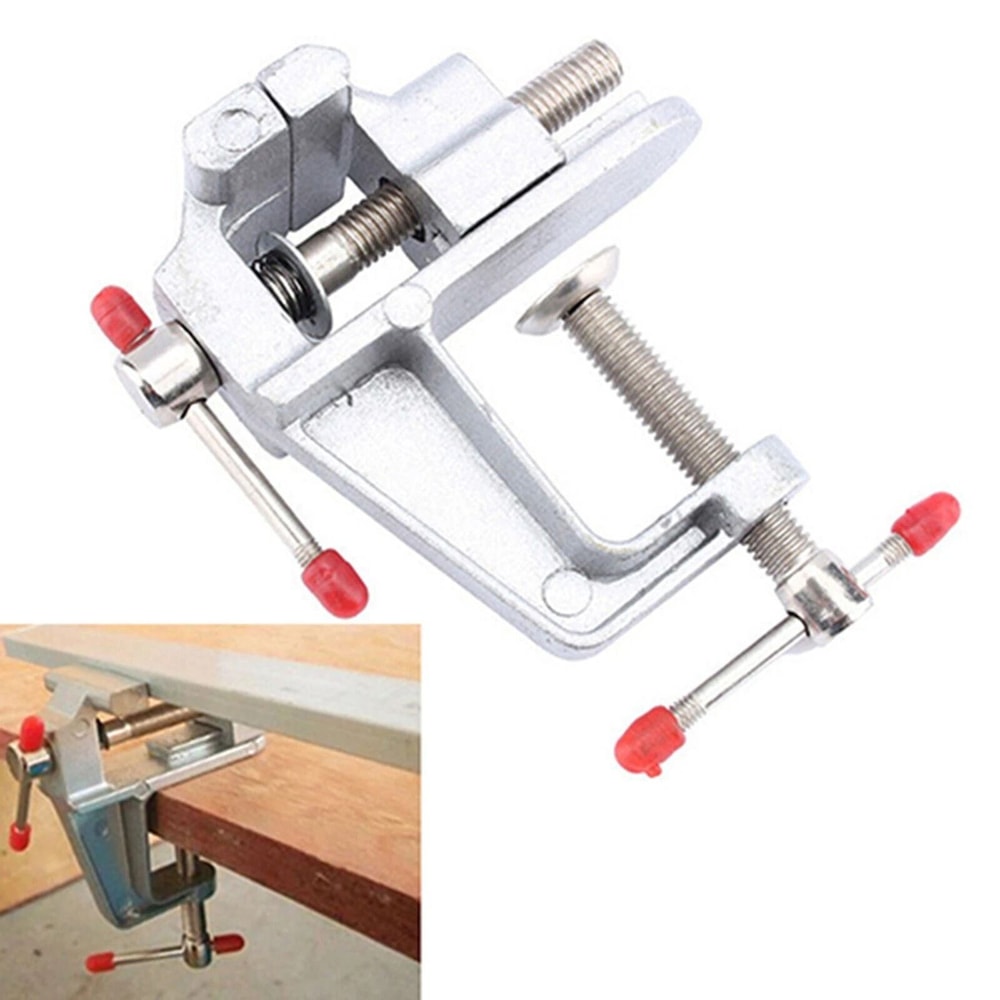 New Cast Aluminum Mini Bench Vise Table Swivel Lock Clamp For Crafting 3
