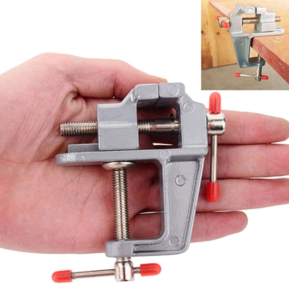 New Cast Aluminum Mini Bench Vise Table Swivel Lock Clamp For Crafting 4