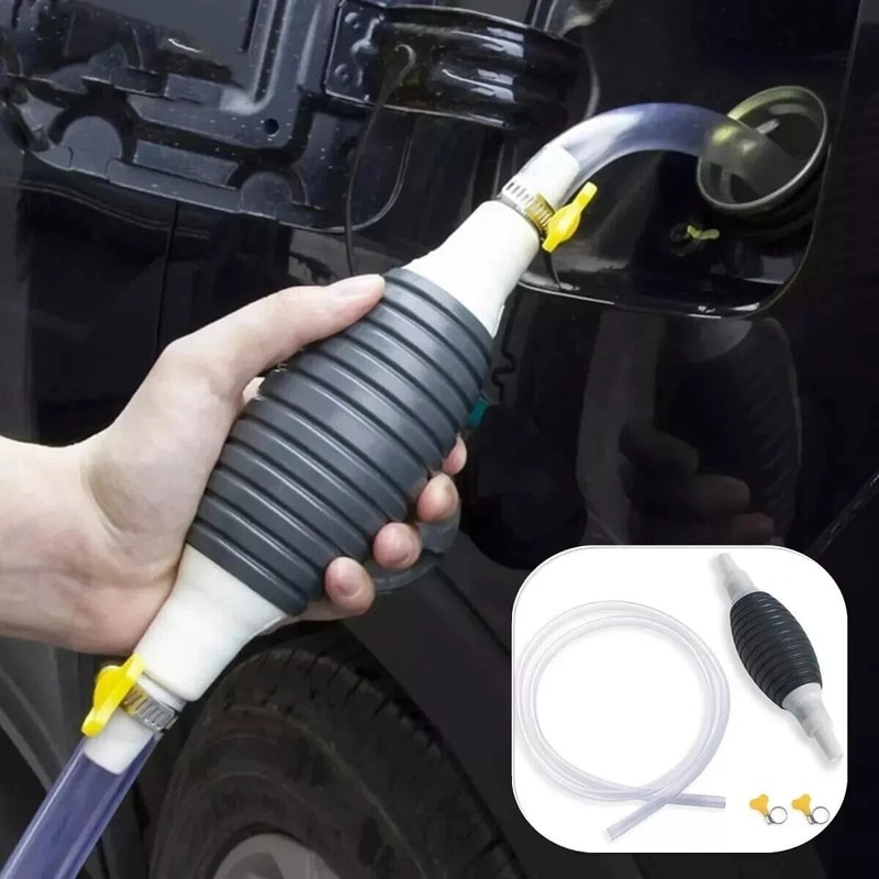 Portable Manual Car Fuel Transfer Pump With Siphon Hose Gas Gasoline Petrol Hand Pump 0