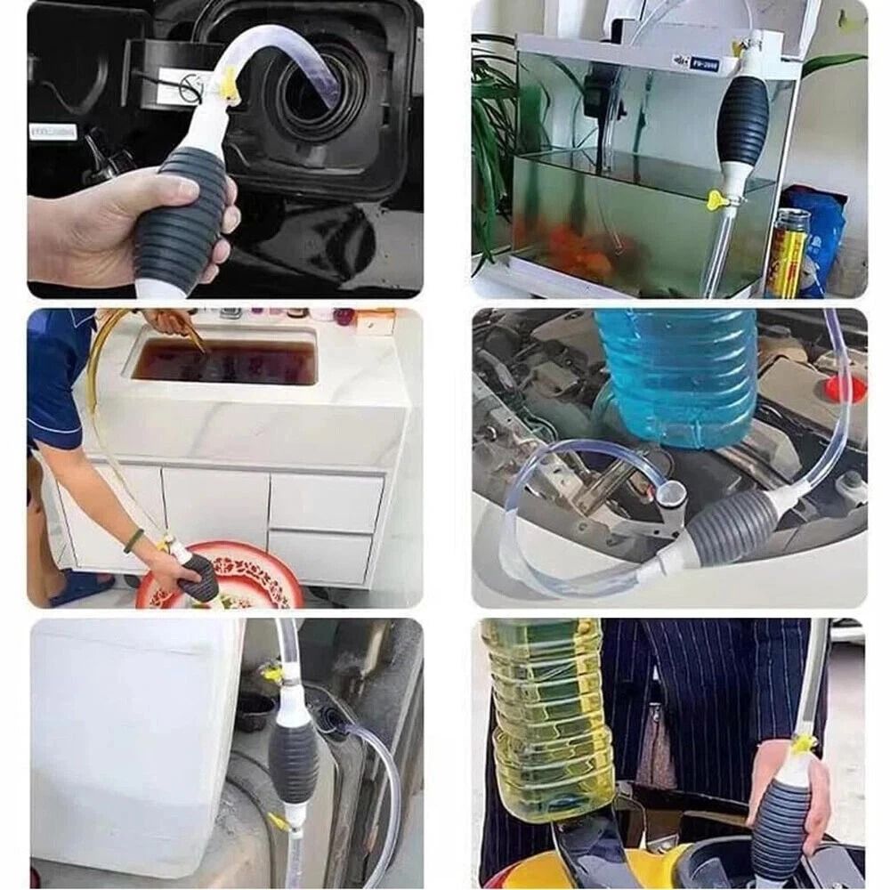 Portable Manual Car Fuel Transfer Pump With Siphon Hose Gas Gasoline Petrol Hand Pump 2