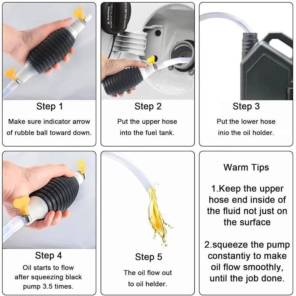 Portable Manual Car Fuel Transfer Pump With Siphon Hose Gas Gasoline Petrol Hand Pump 3