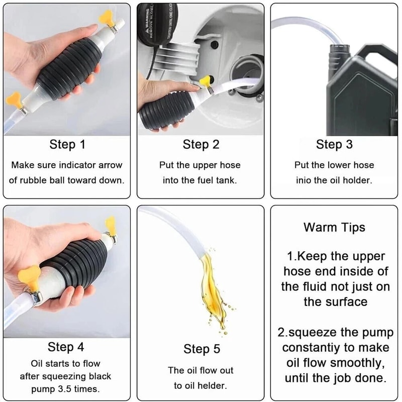 Portable Manual Car Fuel Transfer Pump With Siphon Hose Gas Gasoline Petrol Hand Pump 3