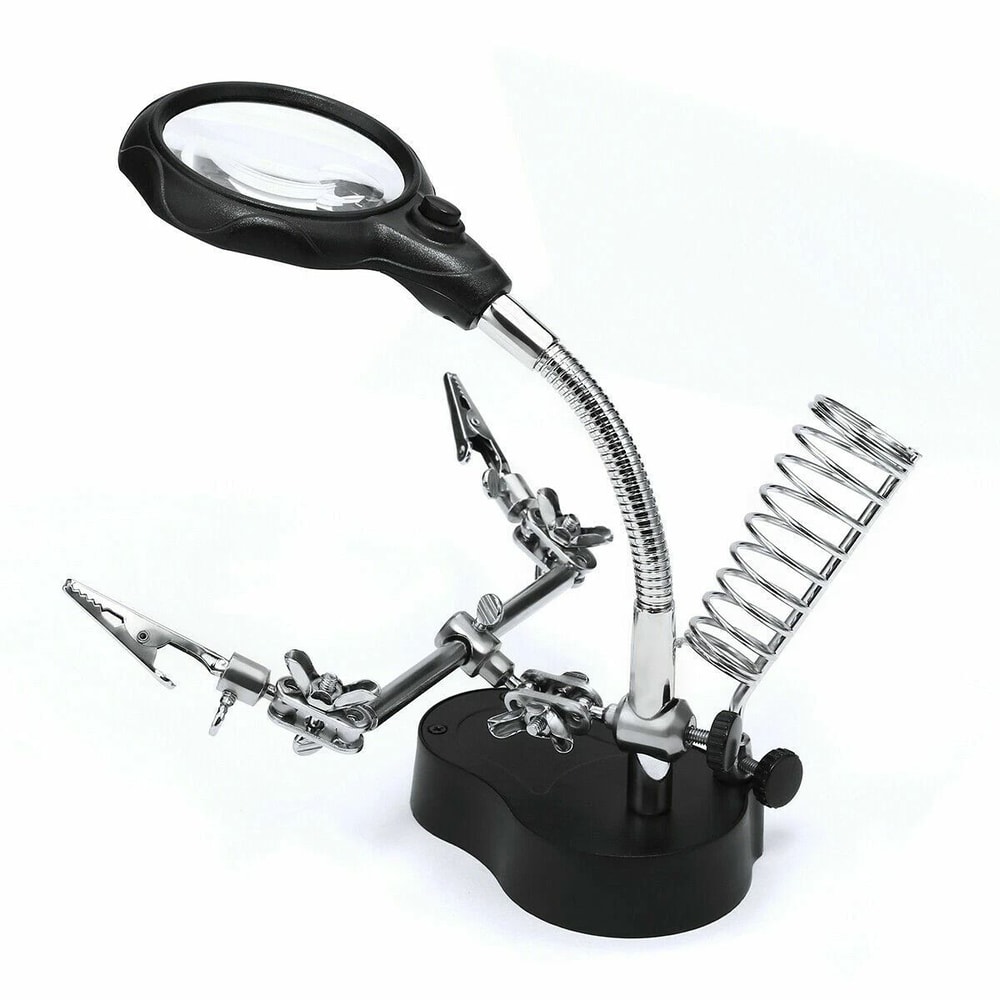 Soldering Iron Stand Holder With Magnifier Helping Station Tool For Precision Soldering 2