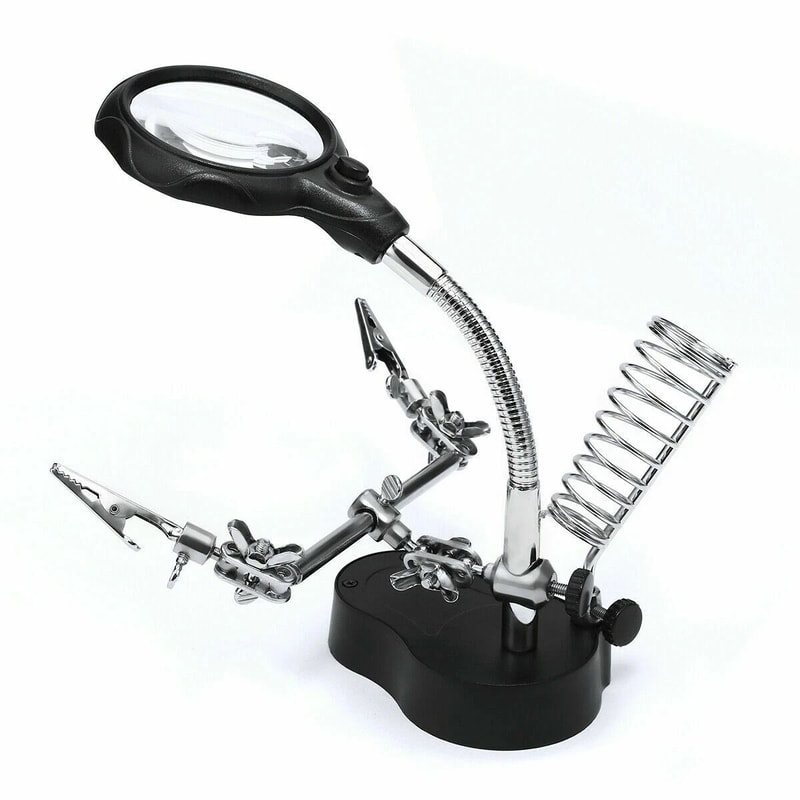 Soldering Iron Stand Holder With Magnifier Helping Station Tool For Precision Soldering 2