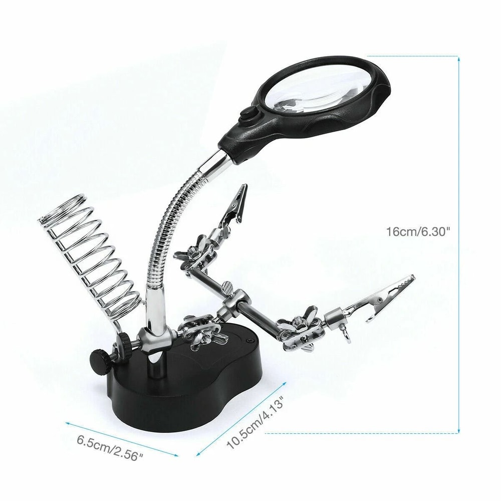 Soldering Iron Stand Holder With Magnifier Helping Station Tool For Precision Soldering 9