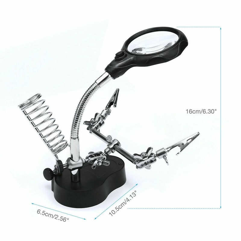 Soldering Iron Stand Holder With Magnifier Helping Station Tool For Precision Soldering 9