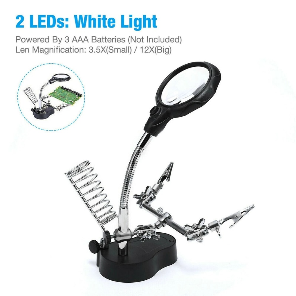 Soldering Iron Stand Holder With Magnifier Helping Station Tool For Precision Soldering 6