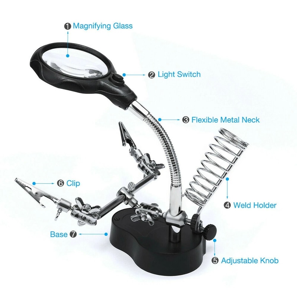 Soldering Iron Stand Holder With Magnifier Helping Station Tool For Precision Soldering 8
