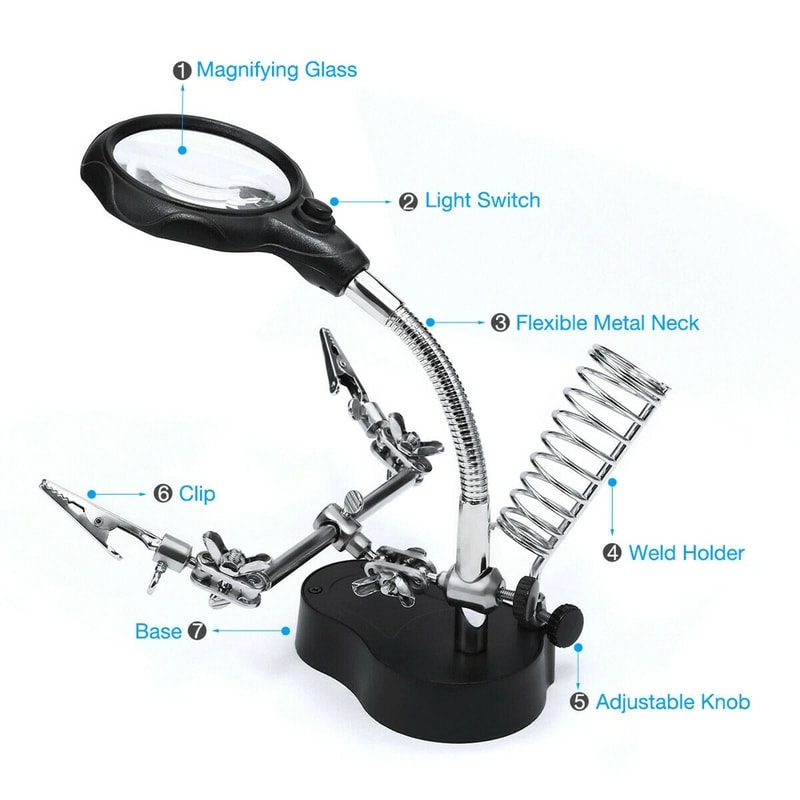 Soldering Iron Stand Holder With Magnifier Helping Station Tool For Precision Soldering 8