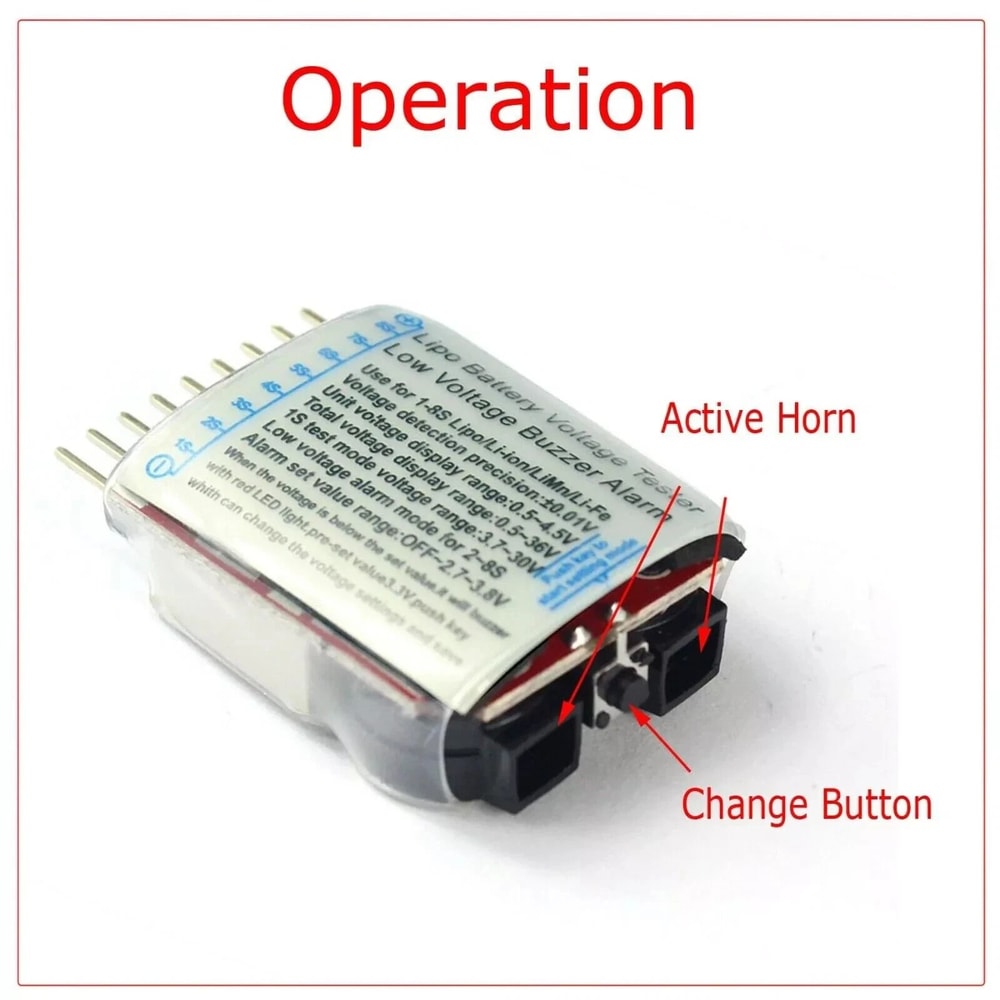 RC Alarm 1S8S Buzzer Indicator Lipo Battery Low Voltage Tester LED Checker 1