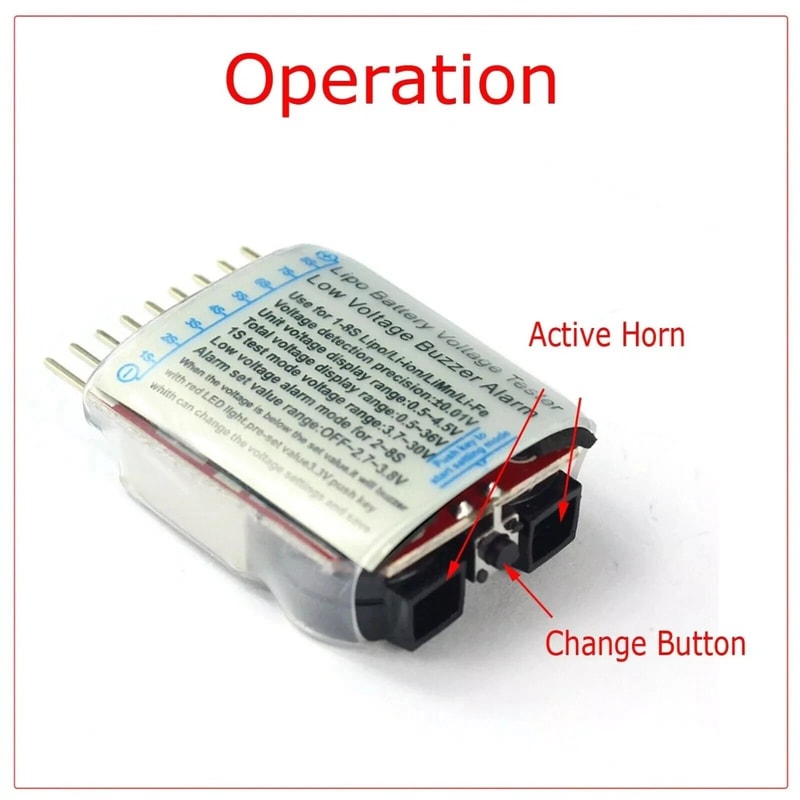 RC Alarm 1S8S Buzzer Indicator Lipo Battery Low Voltage Tester LED Checker 1
