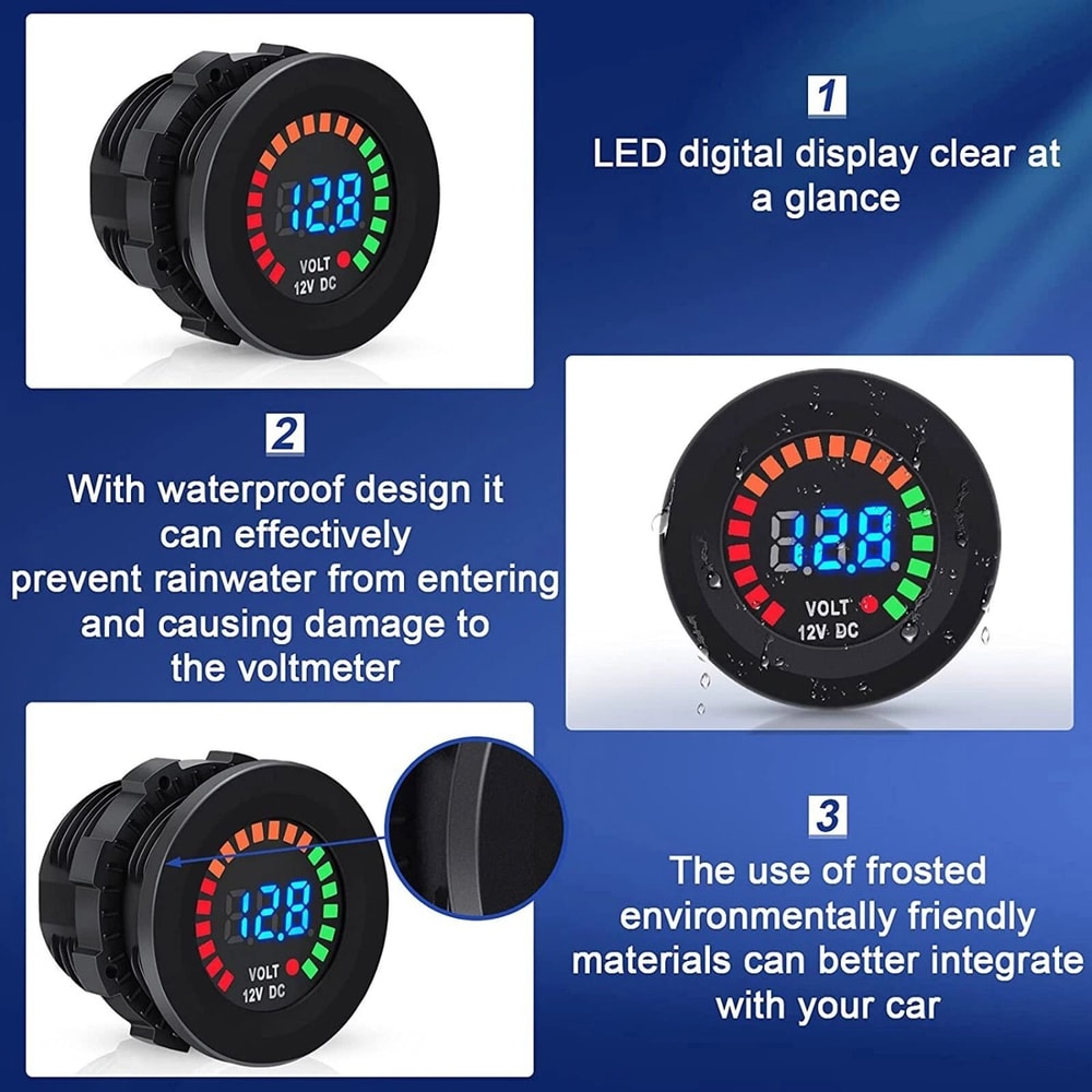 Waterproof LED Digital Voltmeter Voltage Meter Battery Gauge For Marine Car Boat 3