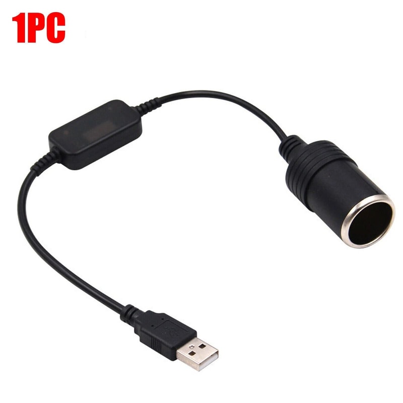 Car USB To Cigarette Lighter Female Socket Converter Adapter Cable Connector For Easy Charging 0
