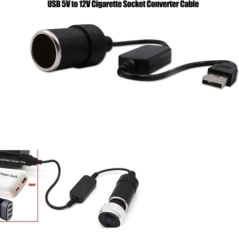 Car USB To Cigarette Lighter Female Socket Converter Adapter Cable Connector For Easy Charging 2