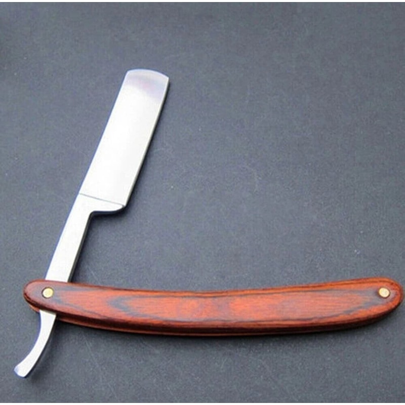 Straight Edge Razor Metal Wood Handle Classic Barber Beard Shaving Tool 3