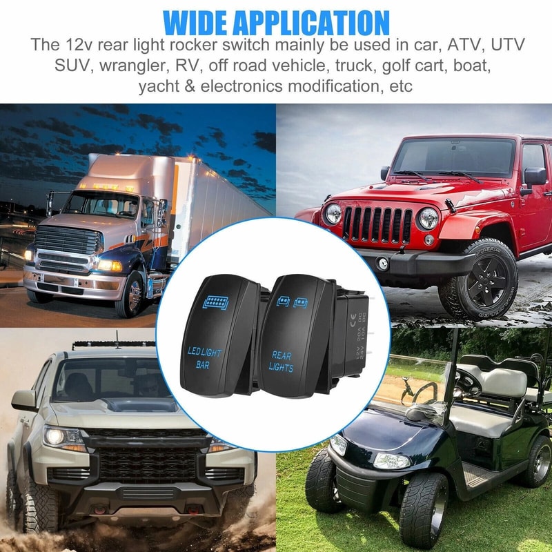 5 Pin Blue Rocker Switch For LED Light Bar Toggle Rear Light For Car ATV UTV 2