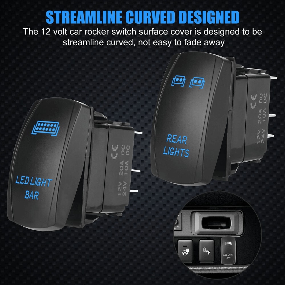 5 Pin Blue Rocker Switch For LED Light Bar Toggle Rear Light For Car ATV UTV 4