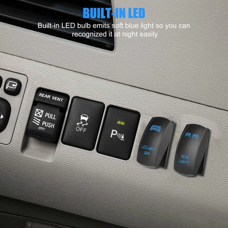 5 Pin Blue Rocker Switch For LED Light Bar Toggle Rear Light For Car ATV UTV 5