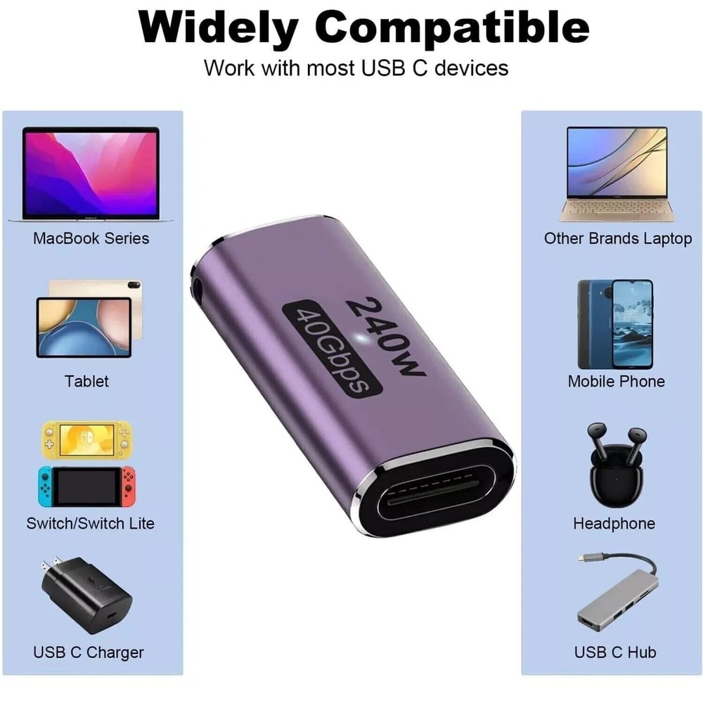 USB Type C Female To Female Adapter Thunderbolt Compatible 1