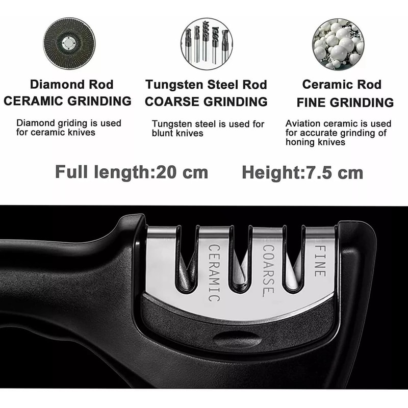 Ceramic Tungsten Knife Sharpener Professional 3 Stage Kitchen Sharpening System 9