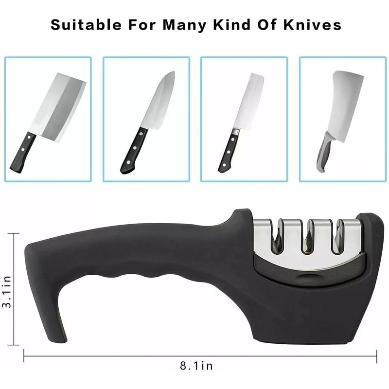 Ceramic Tungsten Knife Sharpener Professional 3 Stage Kitchen Sharpening System 3