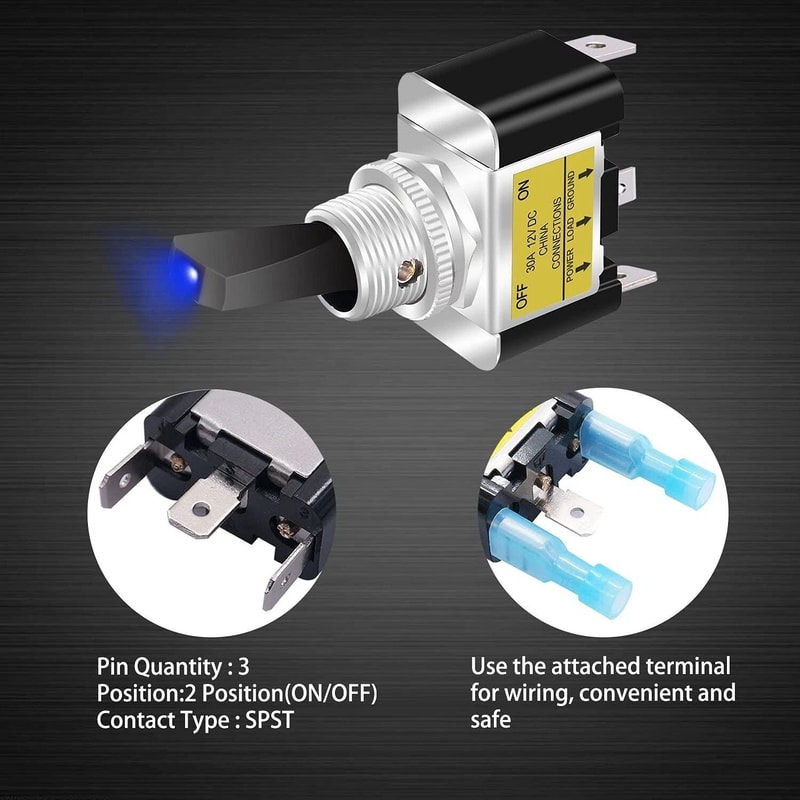 ONOFF Blue LED Waterproof Rocker Toggle Switch For Car Boat 1