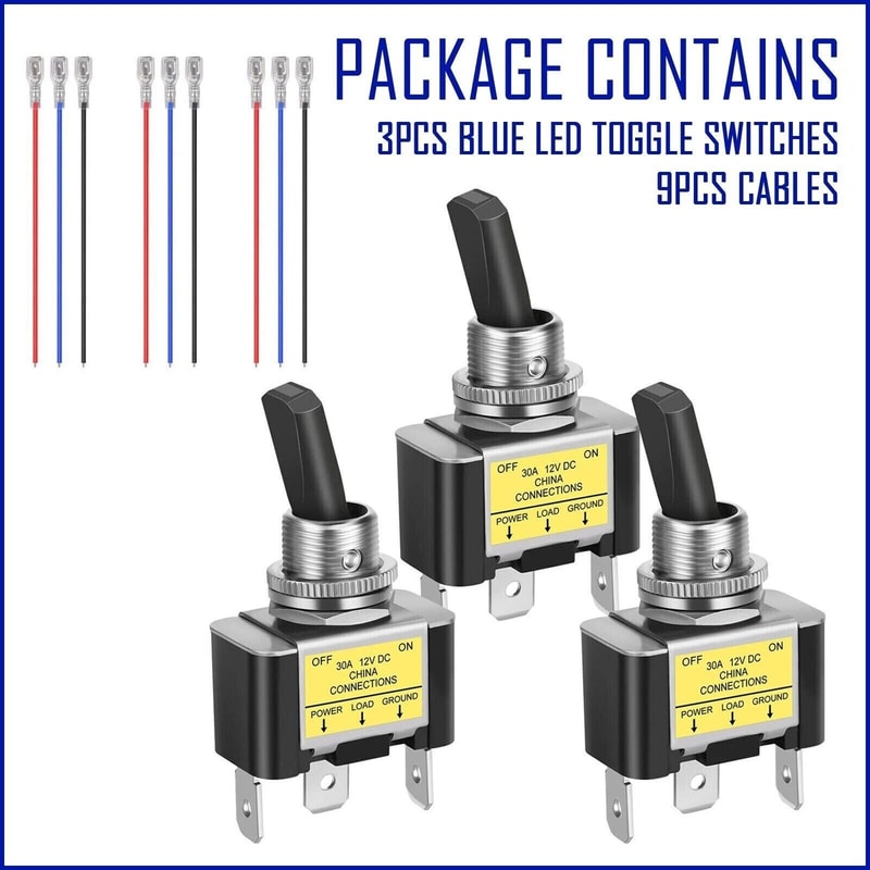 ONOFF Blue LED Waterproof Rocker Toggle Switch For Car Boat 5