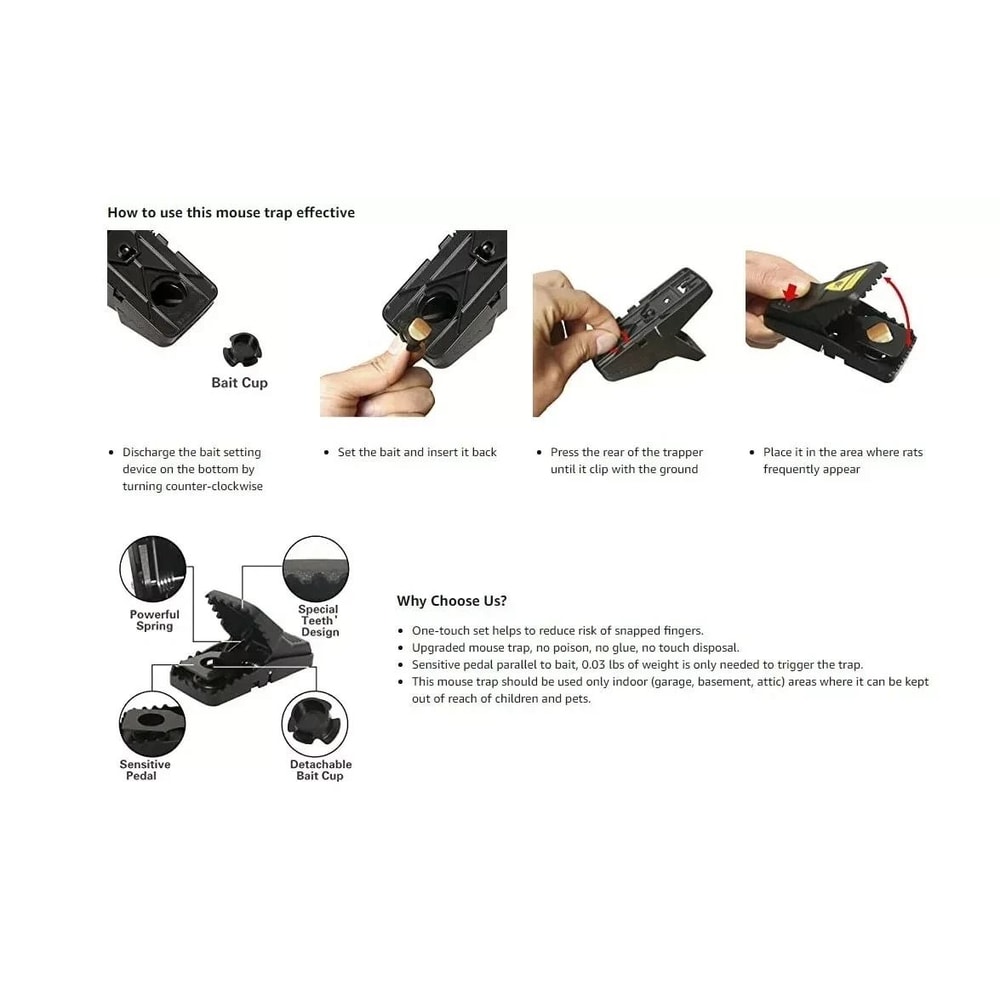 Rodent Killer Snap Trap Heavy Duty Mouse Traps Mice Power Pest Trap 2