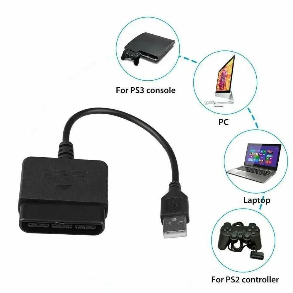 PS2 To PS3 USB Game Controller Adaptor Cable For Sony PlayStation 3