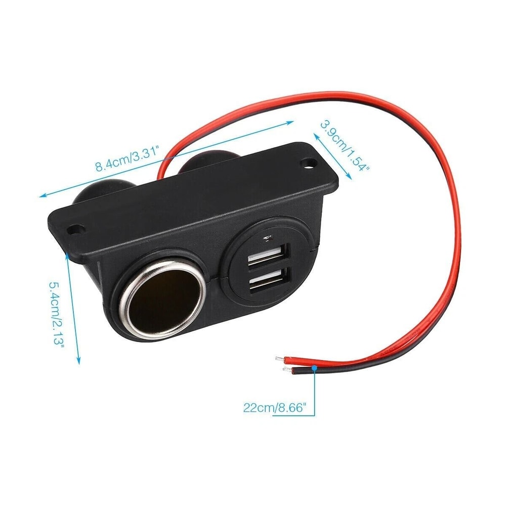 Dual USB Charger Power Adapter Outlet Car Cigarette Lighter Splitter 6