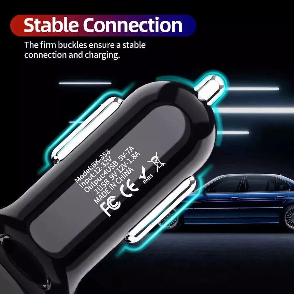 Fast 4 Port USB Car Charger Adapter For IPhone Samsung Android Phones 6