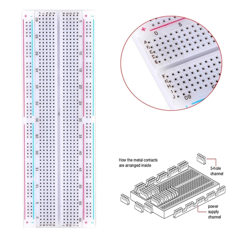 Breadboard 830 Point With Jumper Cables MB Power Supply For Electronics Projects 2