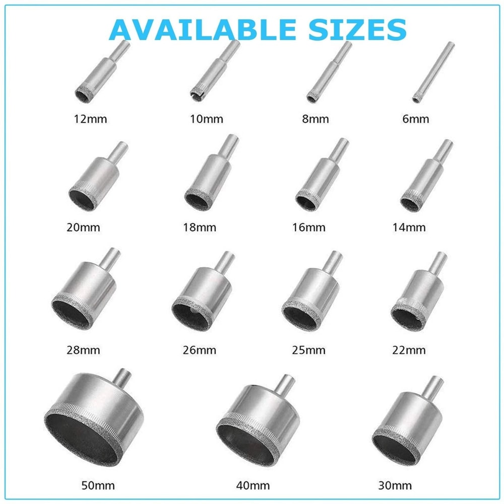 Diamond Hole Saw Drill Bit Set For Cutting Glass Ceramic Tile And More 7