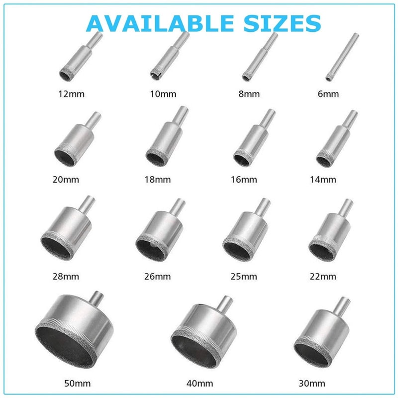 Diamond Hole Saw Drill Bit Set For Cutting Glass Ceramic Tile And More 7