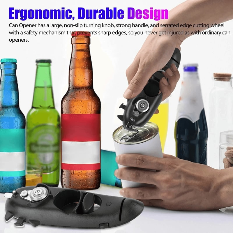 Manual Tin Can Opener Safe Cut Lid Smooth Edge Stainless Steel Tool 1