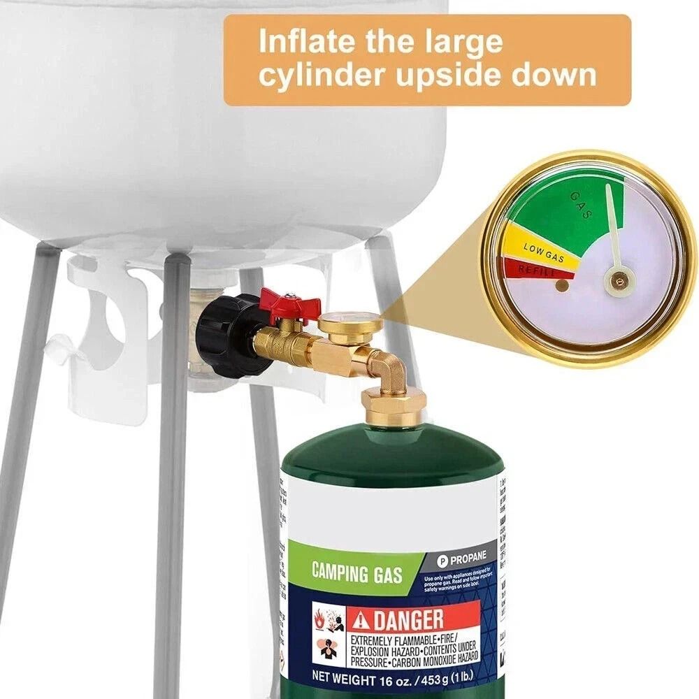 Propane Refill Adapter With Gauge For 1Lb To 20Lb Tanks ONOff Control Valve Included 5