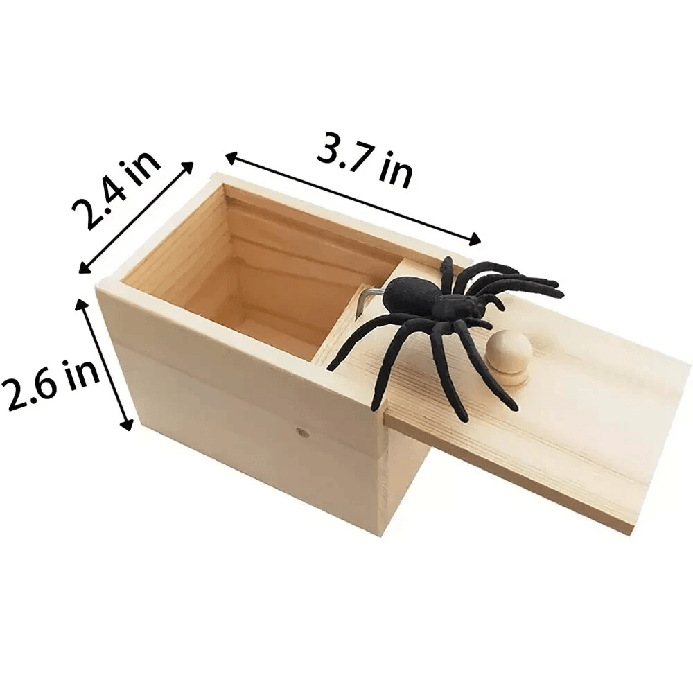 Hidden Case Wooden Prank Spider Scare Box Joke Gag Trick Toy 1