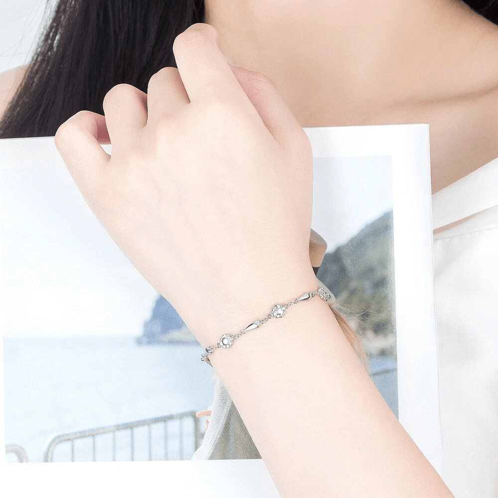 Fashion Women Sterling Silver Wrist Chain Exquisite Sunflowers Bracelet 2