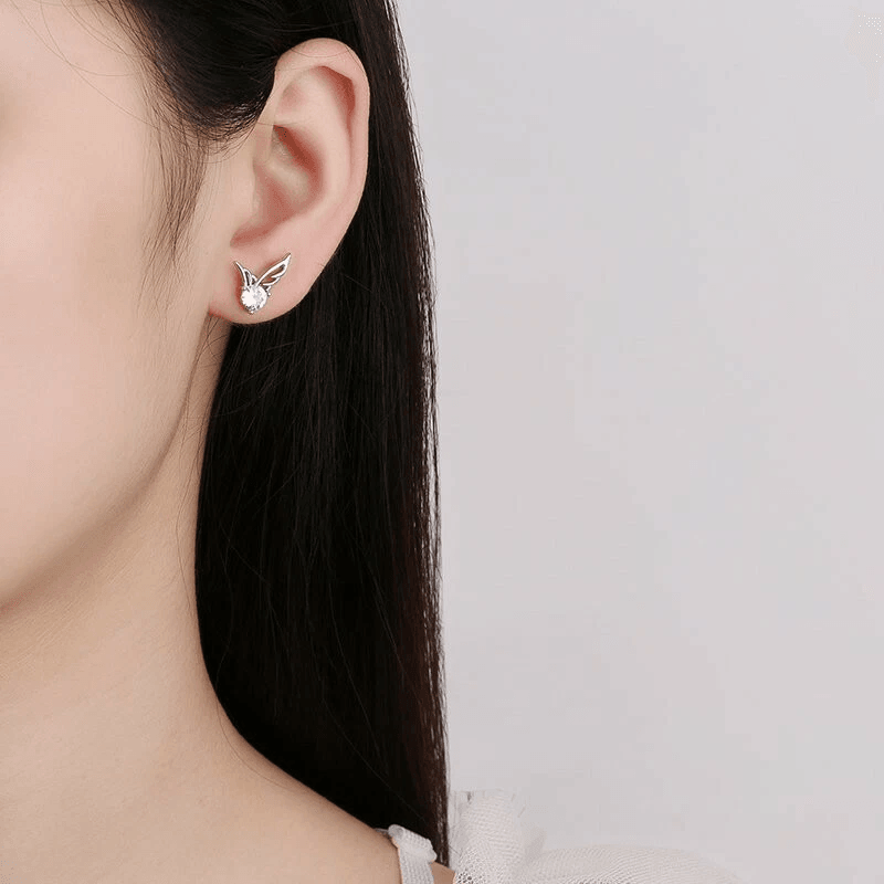 Crystal Angel Wings Women Stud Earrings Elegant Sterling Silver Jewelry 1