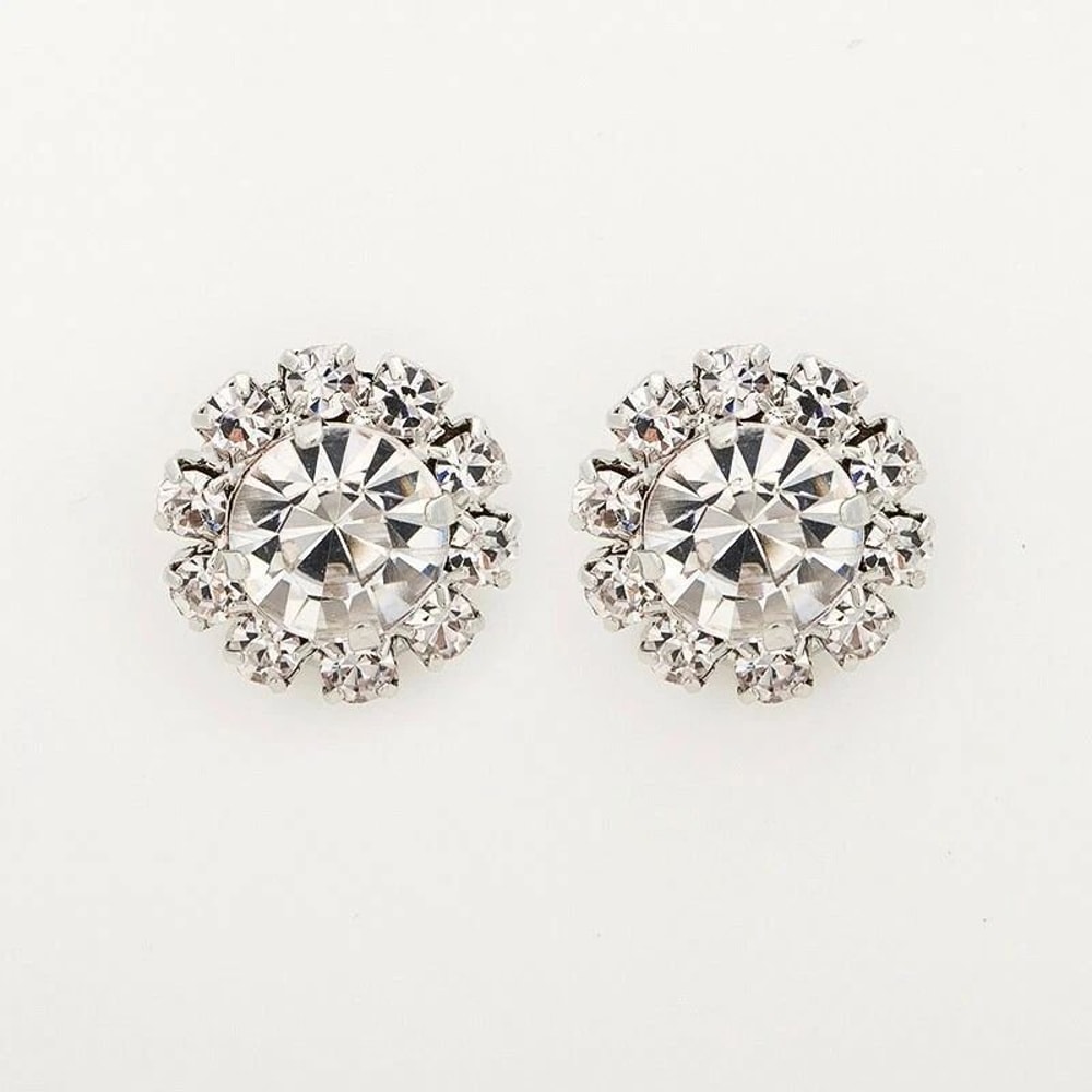 Crystal Bling Sunflower Studs Shining Women Sterling Silver Earrings 4