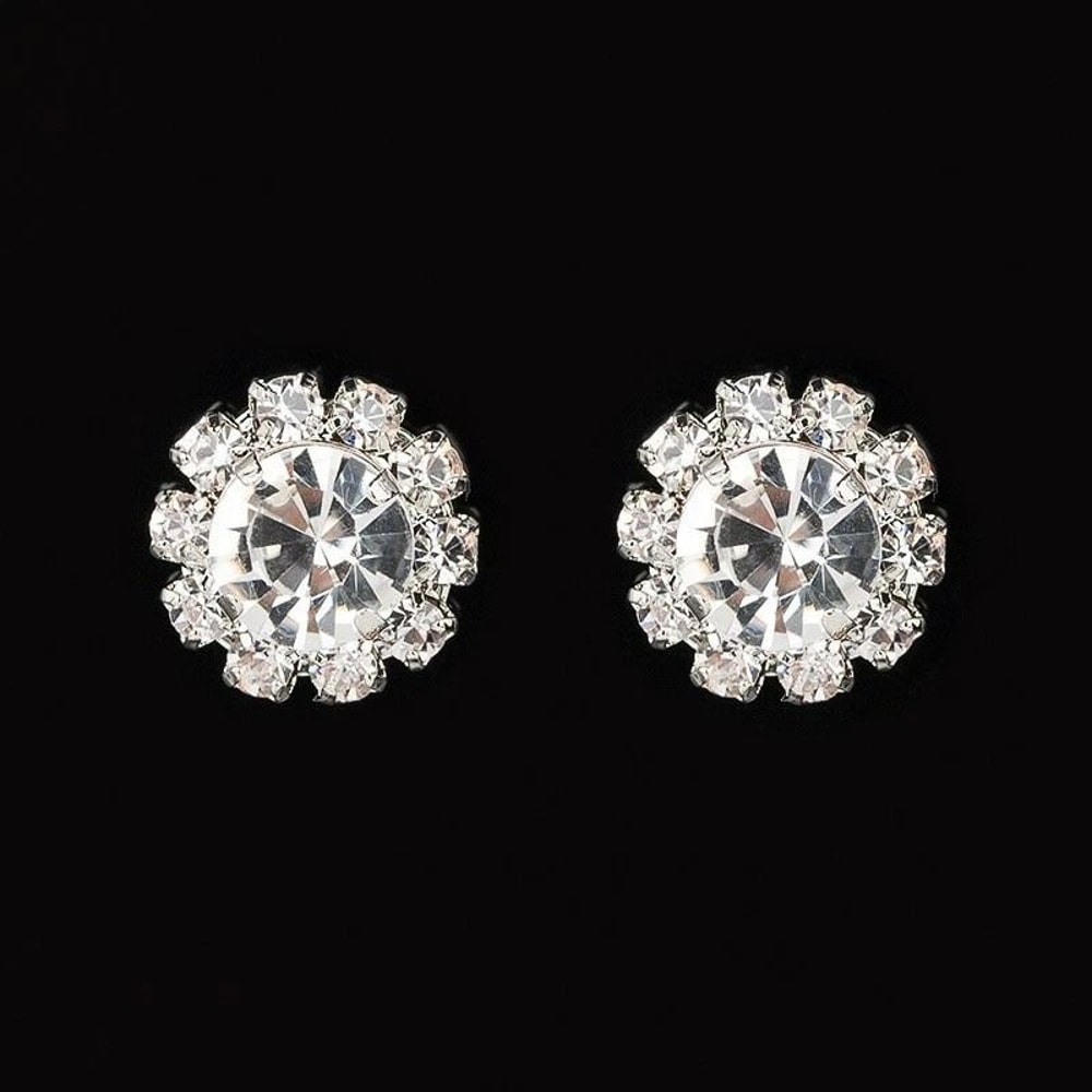 Crystal Bling Sunflower Studs Shining Women Sterling Silver Earrings 1