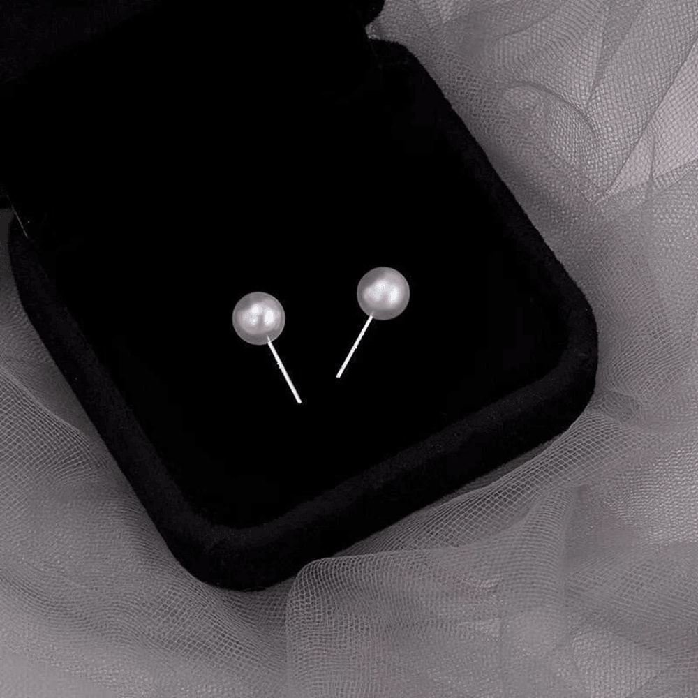 Sterling Silver Jewelry Earrings With Natural Round Pearl Stud For Women 0