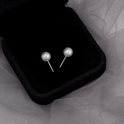 sterling silver jewelry earrings with natural round pearl stud for women