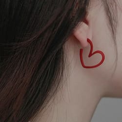 elegant hollow love heart earrings studs, women sterling silver, simple design