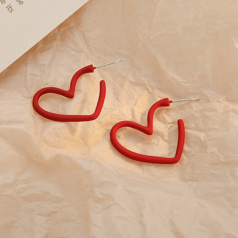 Elegant Hollow Love Heart Earrings Studs Women Sterling Silver Simple Design 2