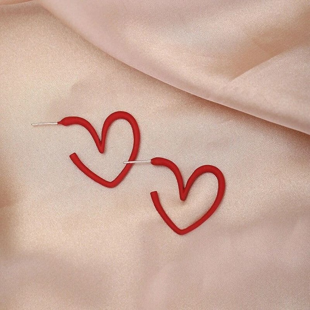 Elegant Hollow Love Heart Earrings Studs Women Sterling Silver Simple Design 3