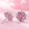 Women Sterling Silver Earrings Crystal Stud Pink Flowers Jewelry 1